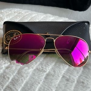Ray Ban Aviator Flash Pink Mirrored Sunglasses 58m